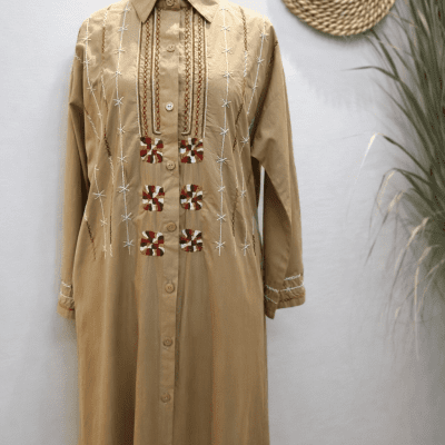 عباية كاجوال تطريز يدوى بالكامل فى سيوة-  قطن بوبلين