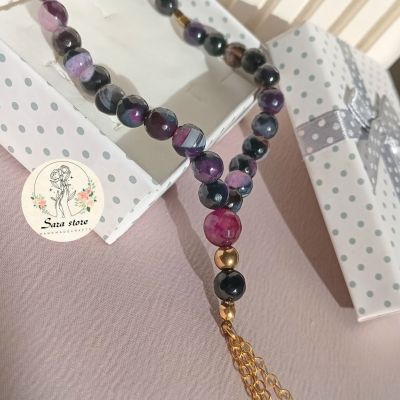  سبحة عقيق بتفاصيل نحاس هاندميد ٣٣ حبه 