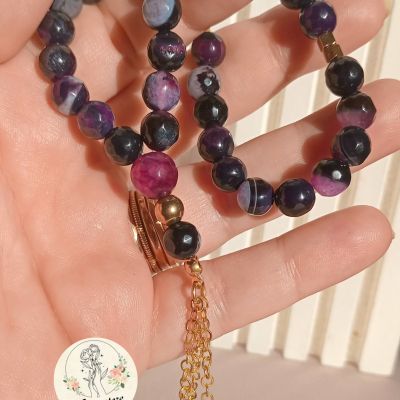  سبحة عقيق بتفاصيل نحاس هاندميد ٣٣ حبه 