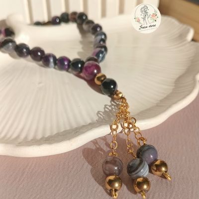  سبحة عقيق بتفاصيل نحاس هاندميد ٣٣ حبه 