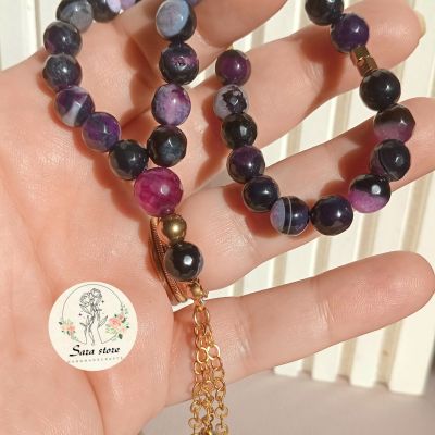  سبحة عقيق بتفاصيل نحاس هاندميد ٣٣ حبه 