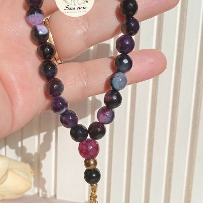  سبحة عقيق بتفاصيل نحاس هاندميد ٣٣ حبه 