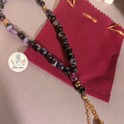  سبحة عقيق بتفاصيل نحاس هاندميد ٣٣ حبه 