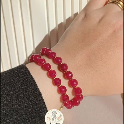 مسبحة صلاة من العقيق والنحاس 2 في 1 - 33 حبة.