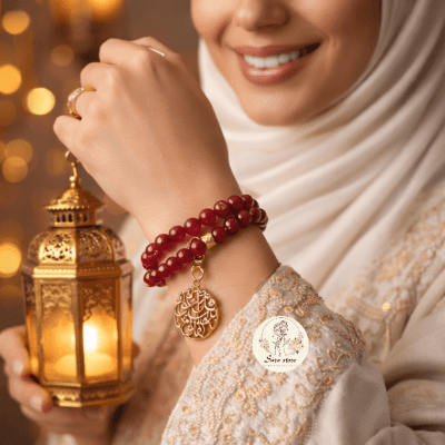 مسبحة صلاة من العقيق والنحاس 2 في 1 - 33 حبة.