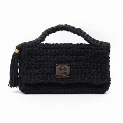 كـلتش سواريه مكرمية - لون أسود