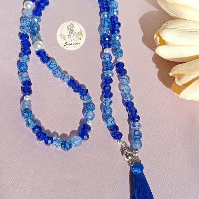 مسبحة صلاة مكونة من 99 حبة، 4 في 1، مصنوعة من مزيج من العقيق والكريستال.