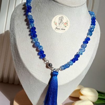 مسبحة صلاة مكونة من 99 حبة، 4 في 1، مصنوعة من مزيج من العقيق والكريستال.