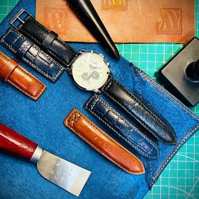 ستراب ساعة يد جلد طبيعي بالكامل 