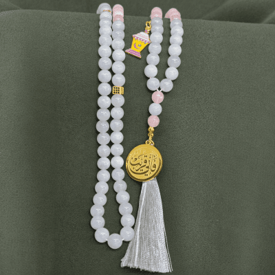 ​سبحة عقيق طبيعي 99 حبة - دلاية "فإني قريب" 