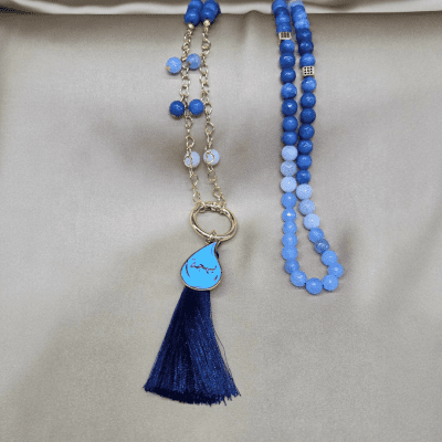 سبحة وعقد عقيق أزرق