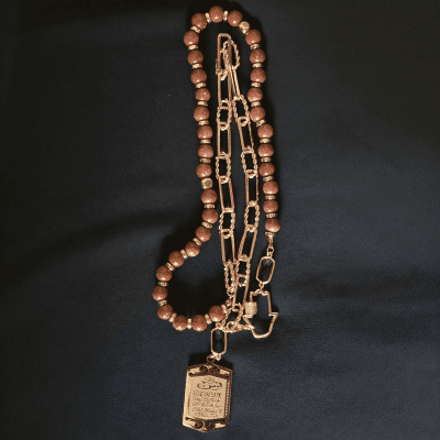 Goldstone 33-Bead Necklace & Bracelet Tasbih.