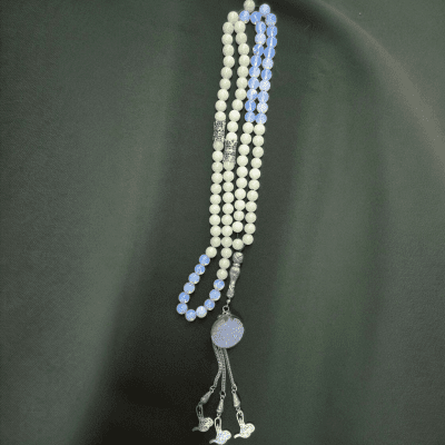 سبحة حجر الطاقة 99 حبة (فضية)