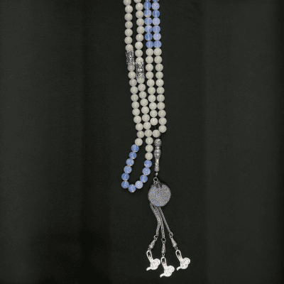 سبحة حجر الطاقة 99 حبة (فضية)