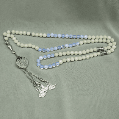 سبحة حجر الطاقة 99 حبة (فضية)