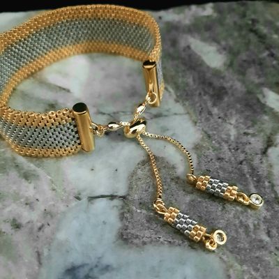 طقم فضى وذهبى كامل من خرز الميوكى