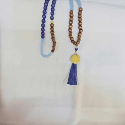  "Sky" Agate, Lapis Lazuli & Wood Tasbih