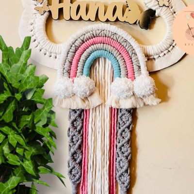Macrame nameplate cloud 