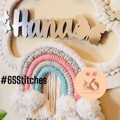 Macrame nameplate cloud 