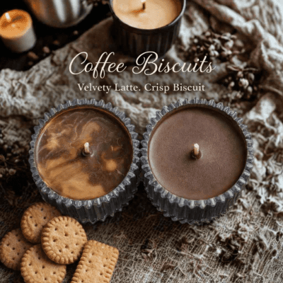 شمعة مصنوعة من شمع الصويا بنكهة بسكويت القهوة