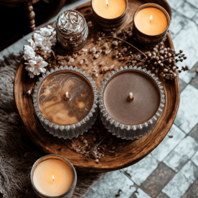 شمعة مصنوعة من شمع الصويا بنكهة بسكويت القهوة