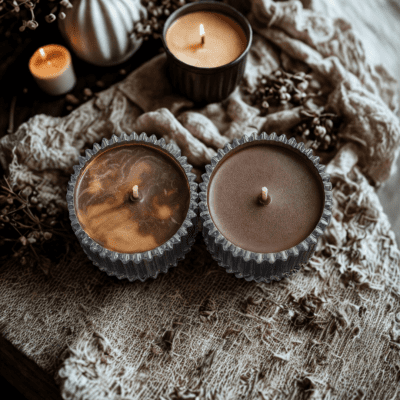 شمعة مصنوعة من شمع الصويا بنكهة بسكويت القهوة