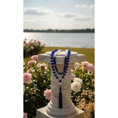 Royal blue tassel necklace