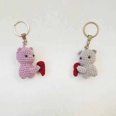 Crochet couple bears keychains