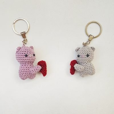 Crochet couple bears keychains