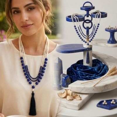 Royal blue pearl necklace