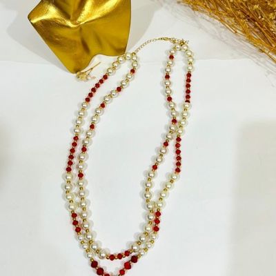 Ruby Pearl Elegance Necklace