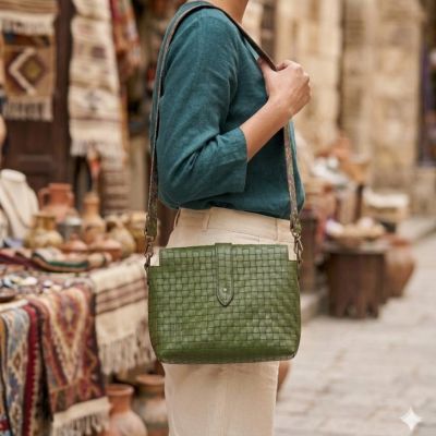 Olive weave bag
