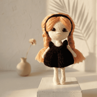 Handmade Crochet Doll &ndash; Classic Black Dress 🖤