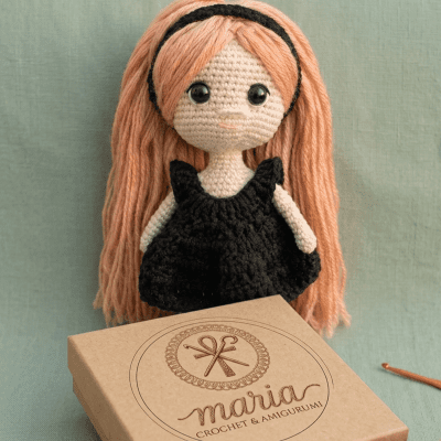 Handmade Crochet Doll &ndash; Classic Black Dress 🖤