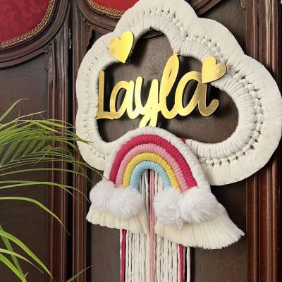 Macrame nameplate 