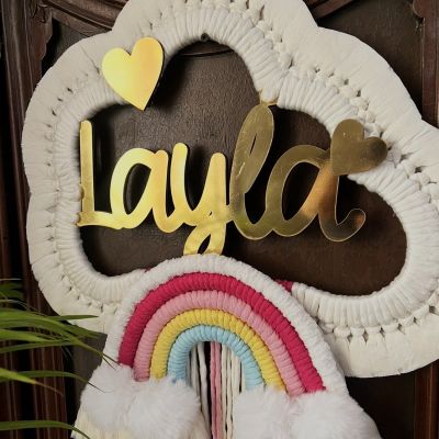 Macrame nameplate 