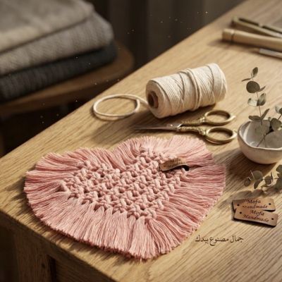 Macrame heart coaster