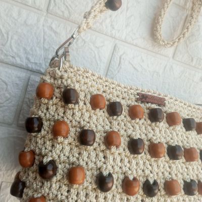 Crochet bag with Wooden beads 