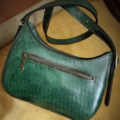 Handmade genuine leather mandala design bag