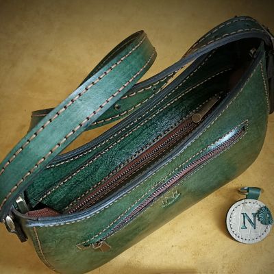 Handmade genuine leather mandala design bag