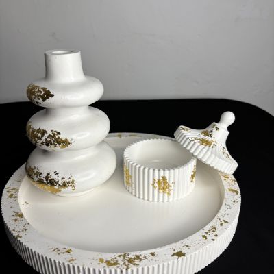 Set Gold-Leaf Concrete 3 pices 