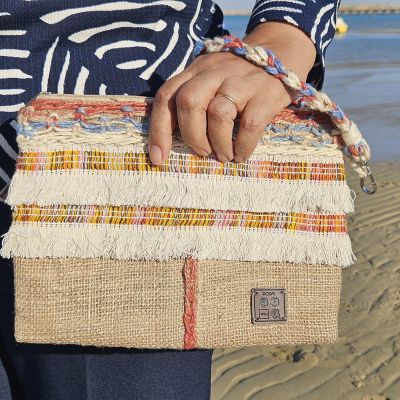Clutch jute and macrame - Biege