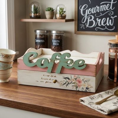     Wooden Coffee Corner Organizer
