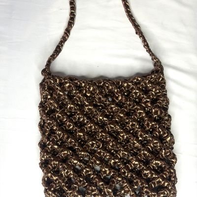 Crochet leather bag