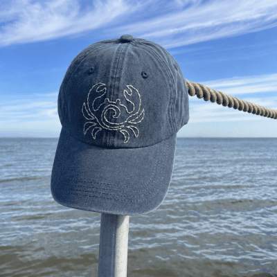 Hand-embroidered denim cap