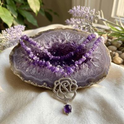 🌸 Amethyst Flower Necklace