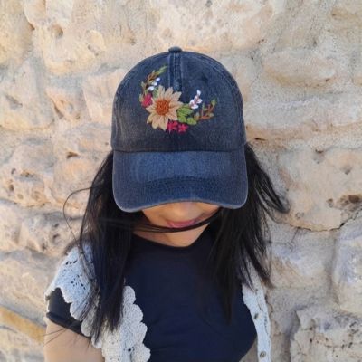 كاب قطن تطريز ورود يدوى 