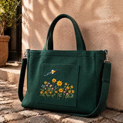 Hand-embroidered tote bag