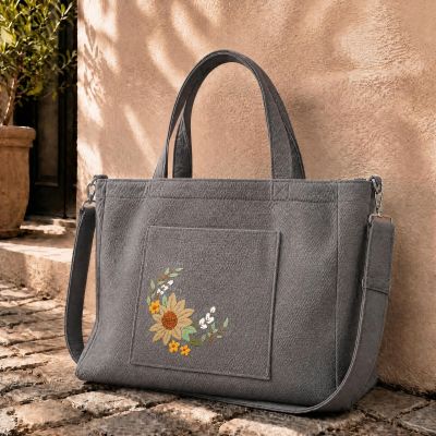 Hand-embroidered tote bag