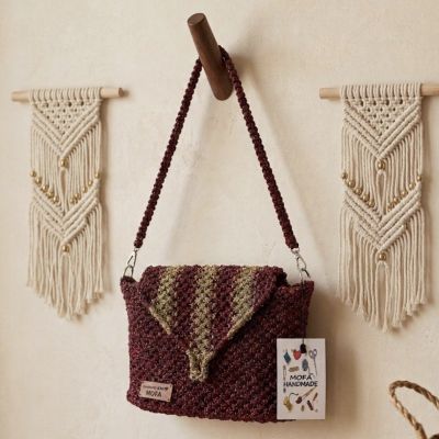 Burgundy macrame bag